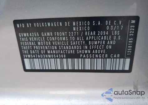 2017 Volkswagen Golf Gti Autobahn 4-Door/S 4-Door/Se 4-Door/Sport 4-Door из США, поврежденный, VIN 3VW547AU3HM054368